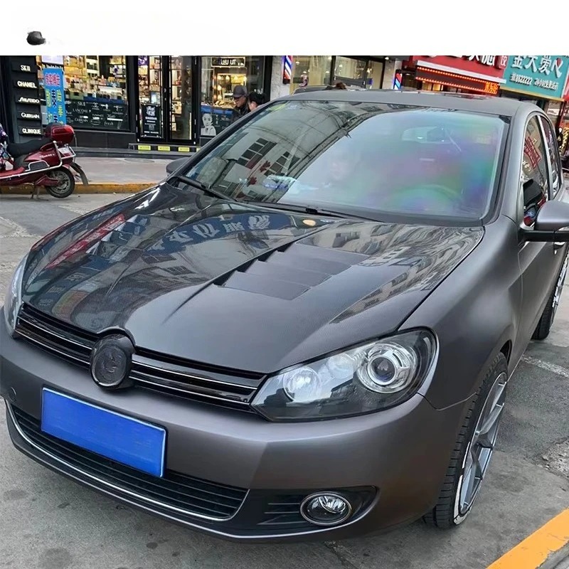 Carbon Fiber Front Hood for VW Golf6 VI GTI 2009-2012  (CF Clear Coated Top / FRP Matte Primed Bottom)